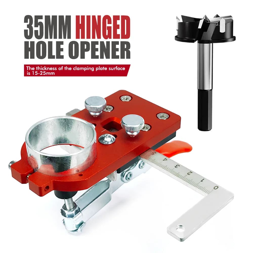 Accessorio per Foratura Cerniere, Localizzatore per Foratura Cerniere di Armadi, Fermo Regolabile, Utensile per Foratura Legno da 35mm
