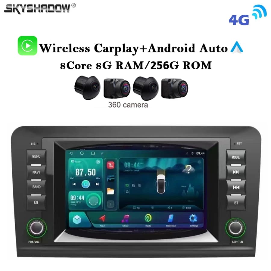 8G + 256G Carplay Auto Android 14.0 4G LTE 360 Fotocamera IPS Lettore DVD per auto GPS WIFI Bluetooth Radio per Benz W164 X164 ML300 GL320