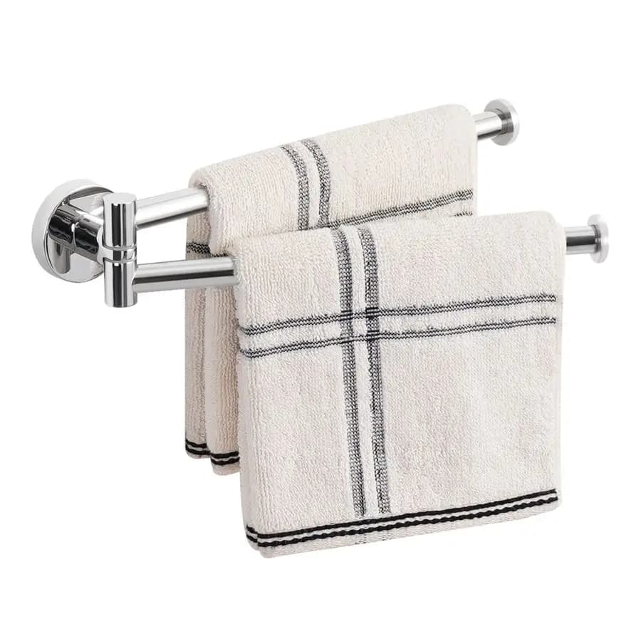 Portasciugamani girevole per bagno Cucina da 9 pollici Swing Out Doppio portasciugamani 2 bracci Cucina a parete Acciaio inossidabile SUS 304 Polishe