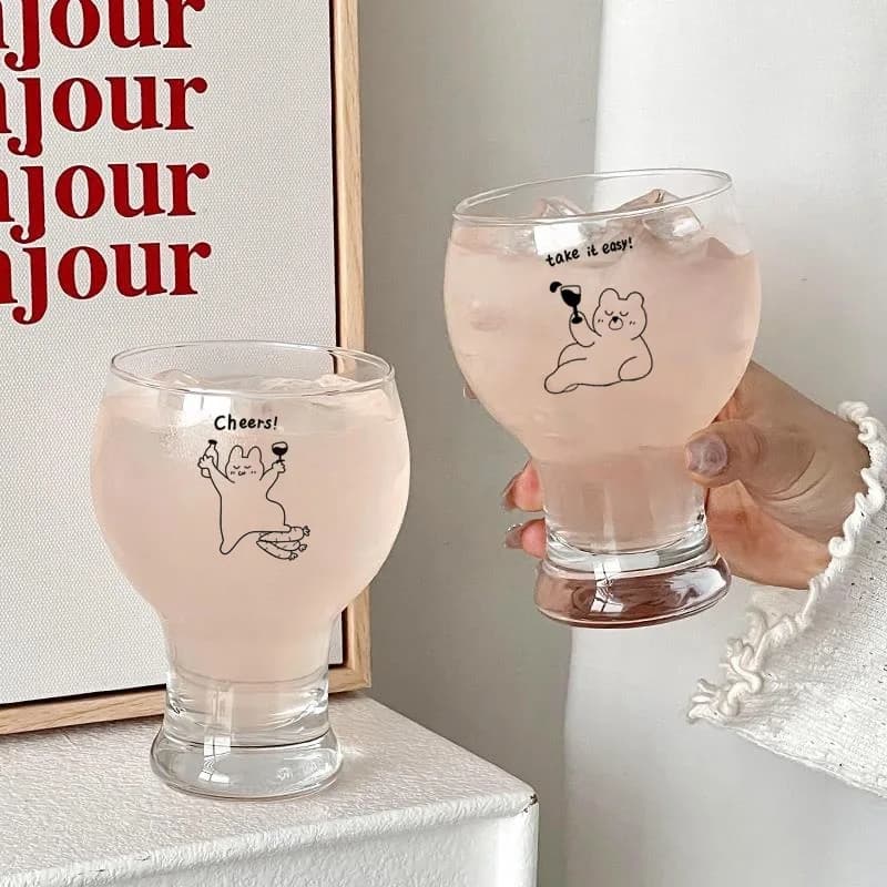 Set di tazze di vetro resistenti al calore Bicchieri da vino in cristallo senza piombo per succo d'acqua Tazze da bere uniche Home Bar Ristorante