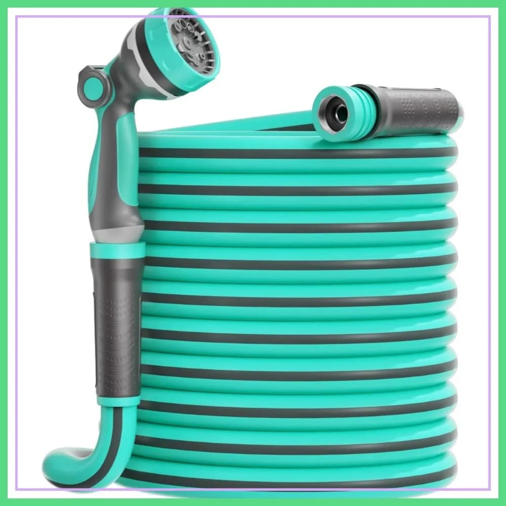 Tubo da Giardino Rinforzato 30m x 15mm, con Ugello a 10 Getti, Flessibile e Resistente, Anti-Piega, Anti-Perdita, 500 PSI