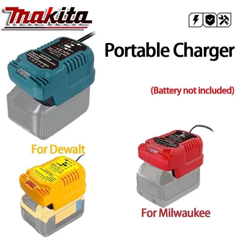 Caricabatterie portatile Makita 18V 20V agli ioni di litio, caricatore sostitutivo con presa accendisigari per auto, compatibile con Dewalt/Milwaukee