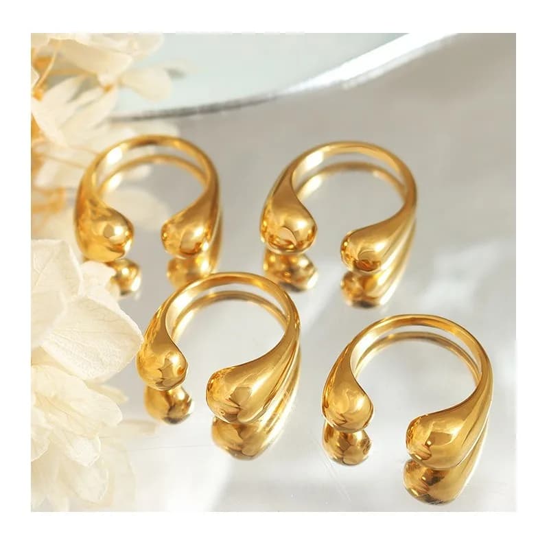 Style Wind Element Ring Simple Geometric Index Finger Ring Titanium Steel Gold Plated Open Ring Jewelry