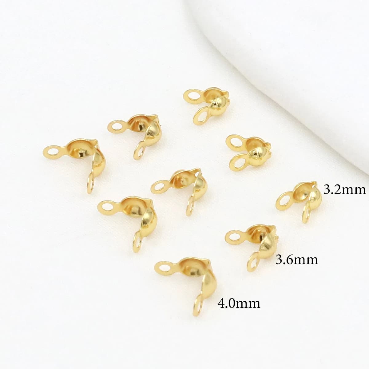 50/100Pcs Crimp Beads Cover 18K Gold Plated 3.2mm 3.6mm 4mm Callot End Caps For Bracelets Accessories Jewelry Making Supplies