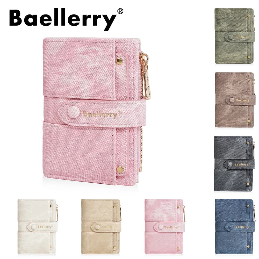 1Pcs/Baellerry Retro Denim Wallet, Multi-Functional Zipper Wallet, Large Capacity Portable Wallet for Daily Use