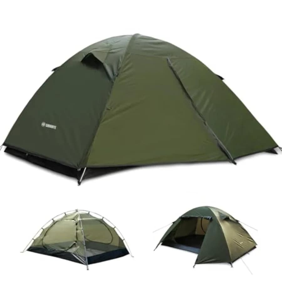 Tenda da Campeggio per Escursionismo 2 Posti, Tenda Ultraleggera Impermeabile e Antivento per Esterni, Facile da Montare, Due Porte, Doppio Strato