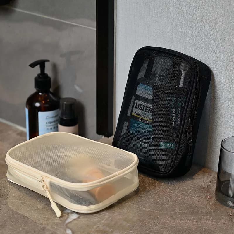2025 New Makeup Organizer Bag Travel Toiletry Skincare Razor Toothbrush Pouch for Women Men Mesh Cosmetic Wash Bag Case