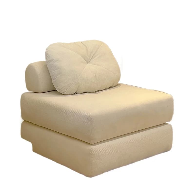 Divano singolo piccolo appartamento soggiorno tofu block divano pieghevole a doppio scopo color crema vento