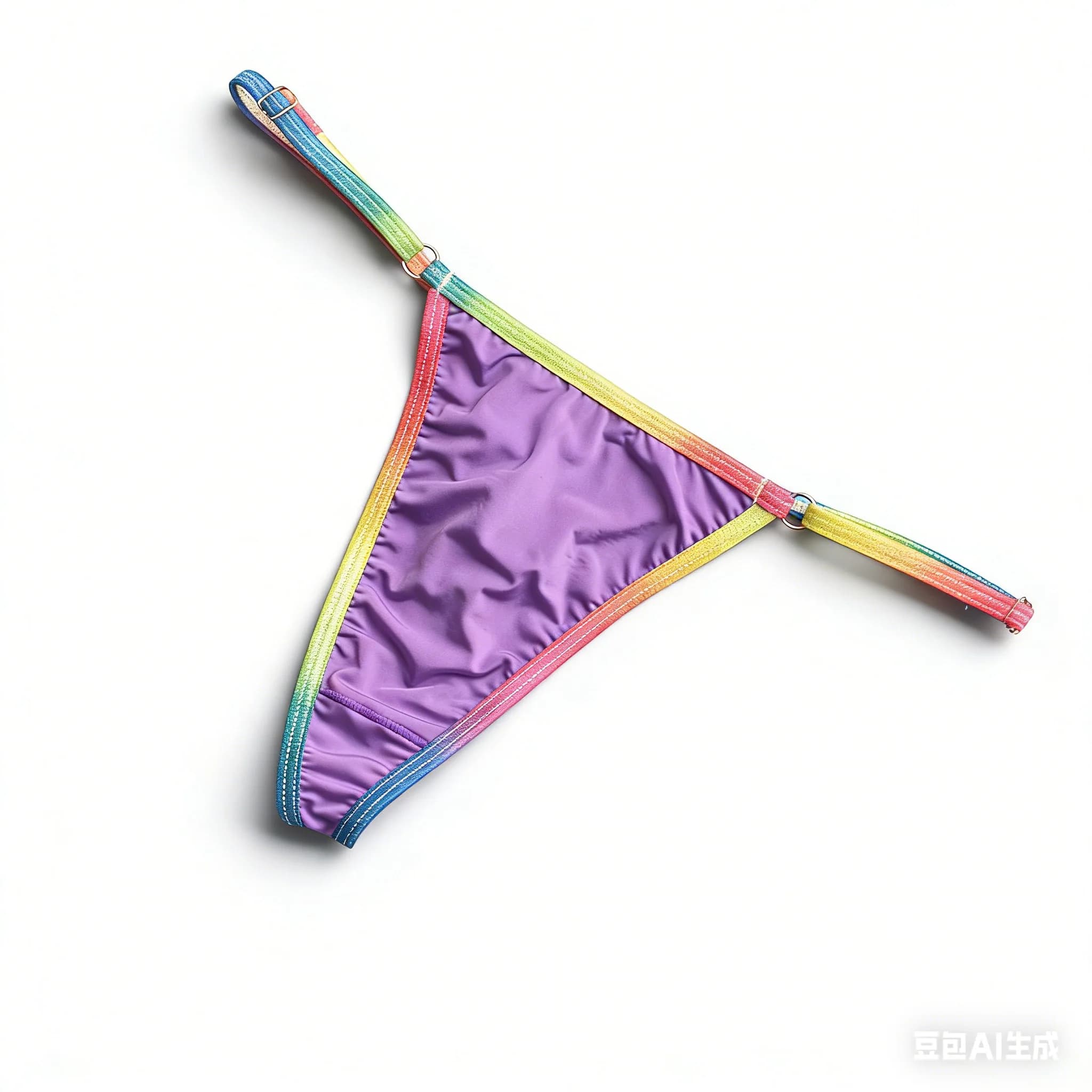 Women's Fructose Color Rainbow Edge Adjustable Thong, Silky Smooth Ice Silk Sexy T-Back Underwear Intimate Briefs Seaside Bikini