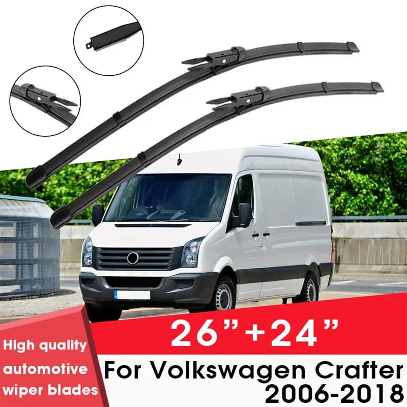 Car Wiper Blades For Volkswagen Crafter 2006-2018 26"+24" Windshield Windscreen Clean Rubber Silicon Cars Wipers Accessories