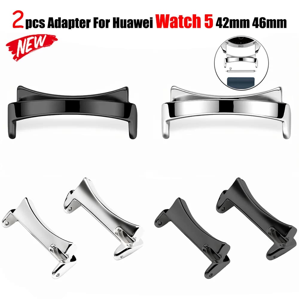 Adattatore da 2 pezzi per Huawei Watch 5 42mm Smartwatch, connettore in metallo in acciaio inossidabile 316L, accessori per cinturino Huawei Watch 5 46mm