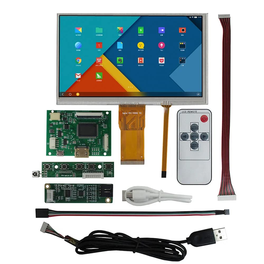 7 pollici 1024*600 Display LCD Digitizer Touchscreen HDMI-Compatibile Driver Scheda di Controllo FAI DA TE Raspberry Pi PC Monitor Kit