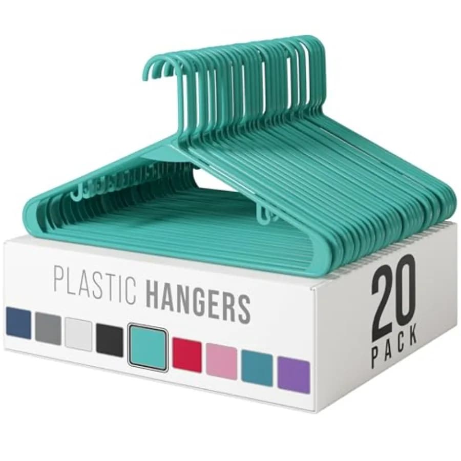Plastic Hangers 20 Pack - Clothes Hangers - Makes The Perfect Coat Hanger and General Space Saving Hangers for Closet and New A