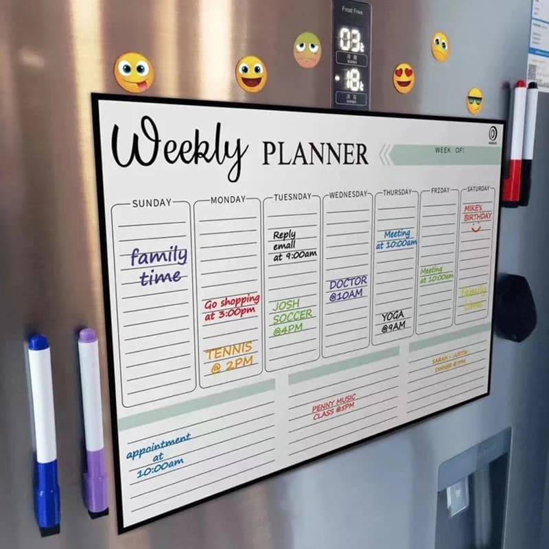 Agenda settimanale mensile magnetica Calendario da tavolo Lavagna cancellabile a secco Lavagna Adesivo per frigorifero Menu per bacheca