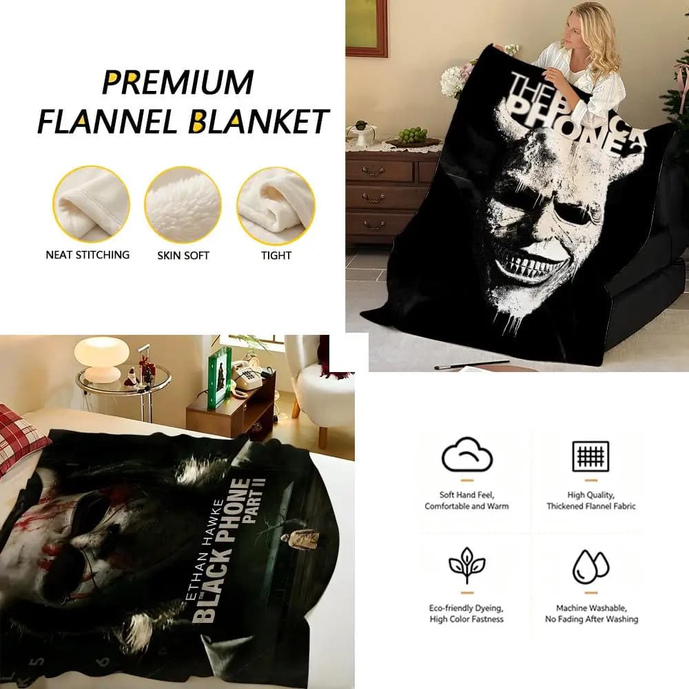 Movie T-The B-Black P-Phone Throw Flannel Blanket, Soft Warm, Durable & Washable cute Cool