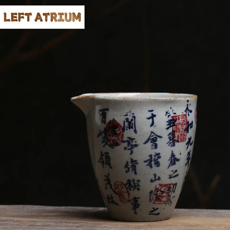 Chinese Ancient Calligraphy Pottery Fair Cup Tea Mugs Kung Fu Tea Set Teacup Teaware Tea Ceremony Utensil Vintage Tea Sea 200ml