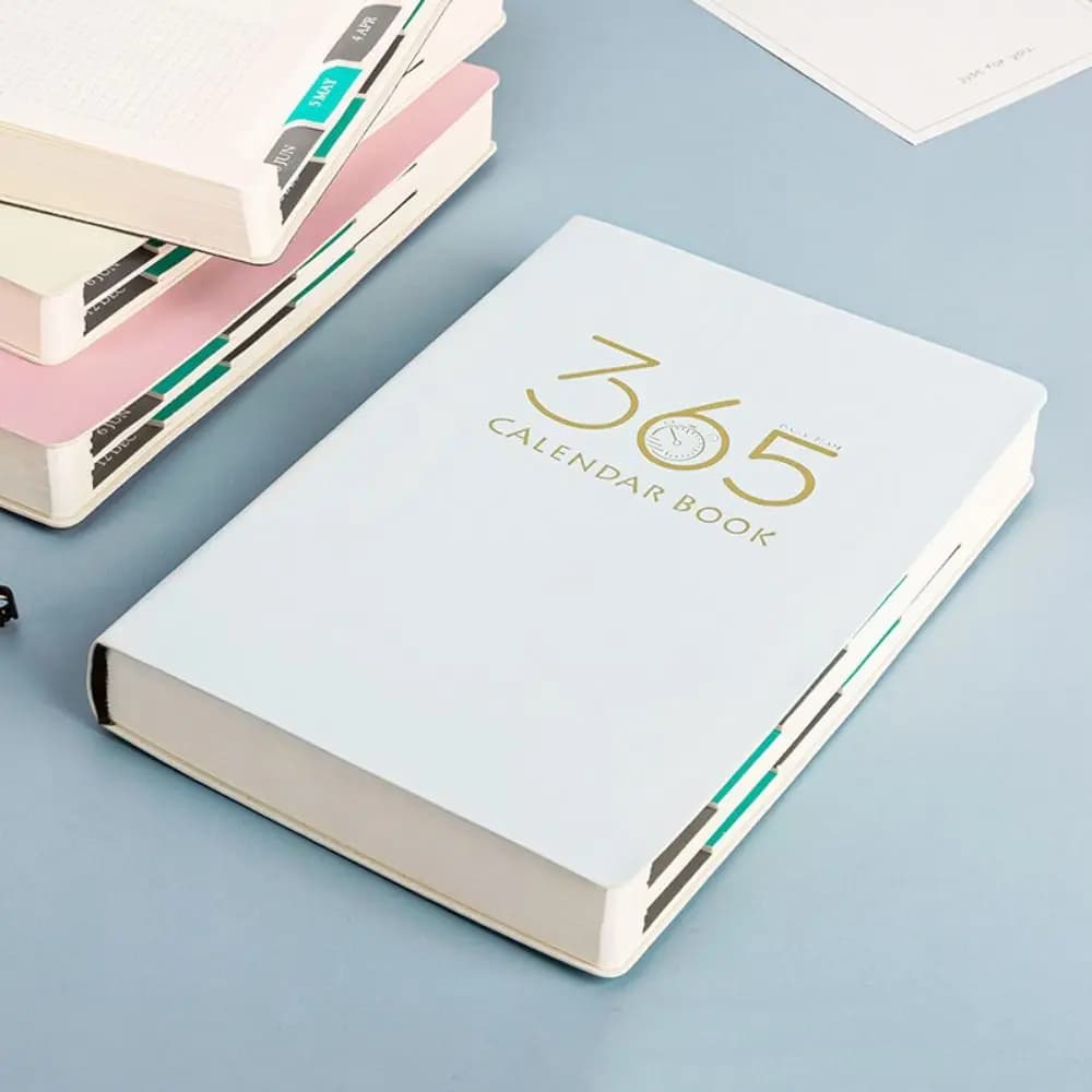 Forniture per Ufficio, Agenda A5 da 320 Fogli, Copertina Rigida in PU Texturizzato con Elastico, Portapenna, Indice Mensile, Planner Giornaliero, Agenda Riunioni