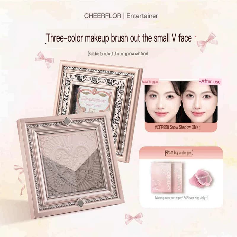Little Angel Three-color Three-dimensional Contouring Plate, High-gloss And Matte All-in-one Plate Makeup