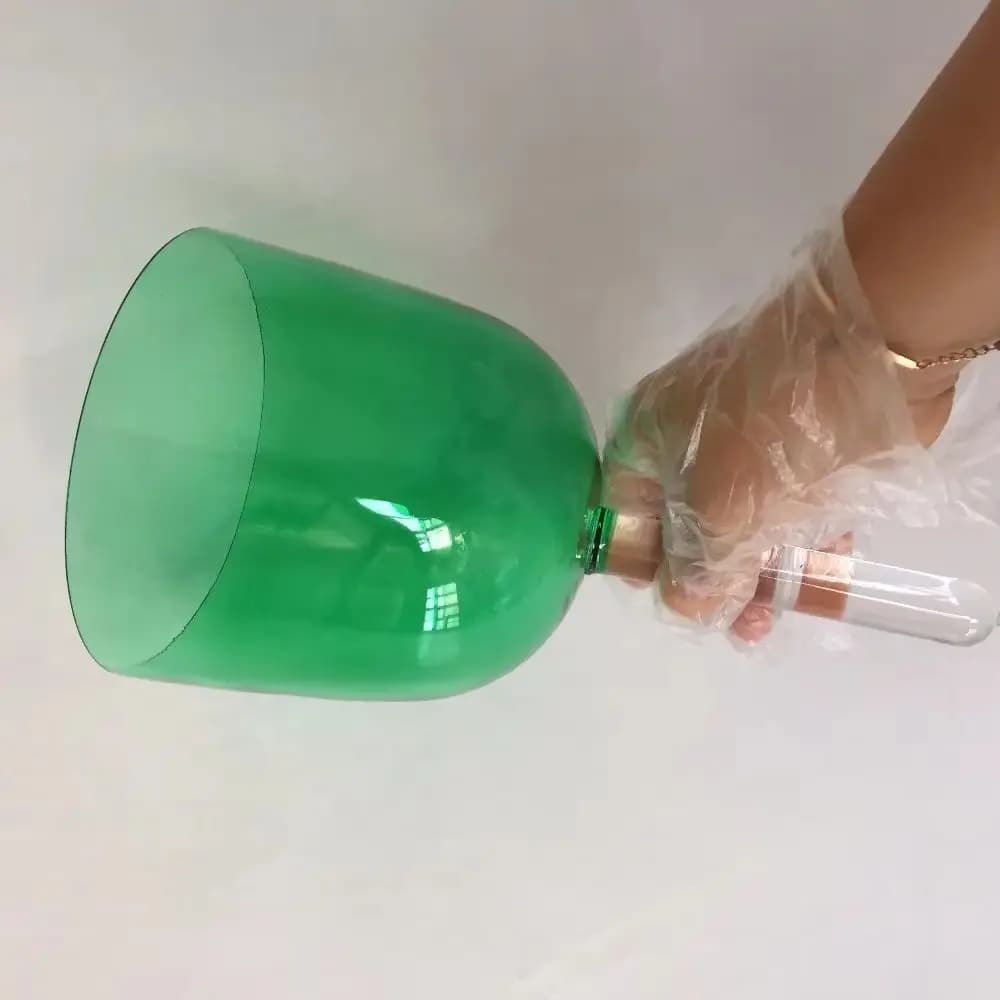 about 3.5" light magic green color Crystal handle Singing Bowl 639hz