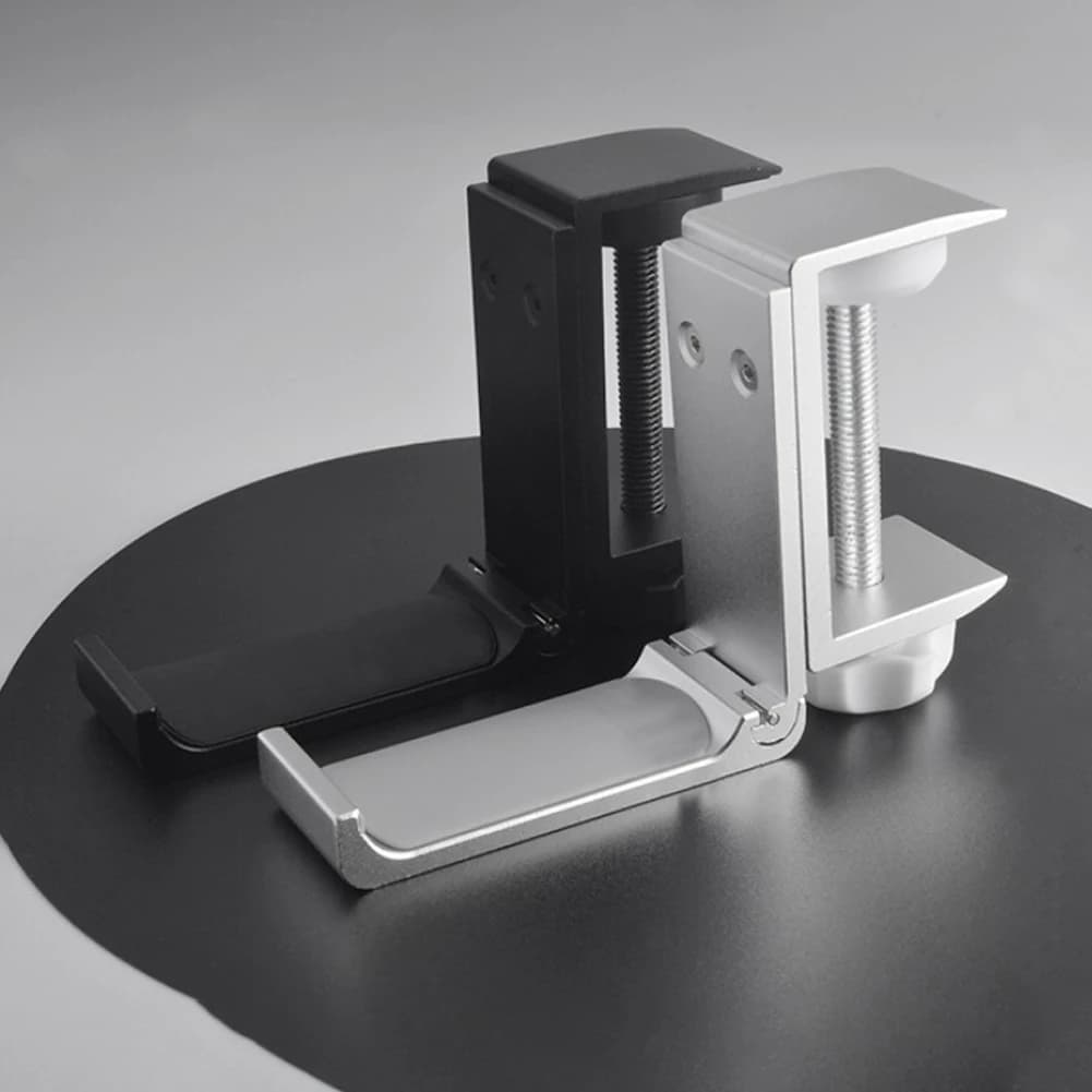 Supporto per auricolari da scrivania con morsetto regolabile, appendi-auricolari in metallo senza foratura, supporto per cuffie a morsetto per scrivania