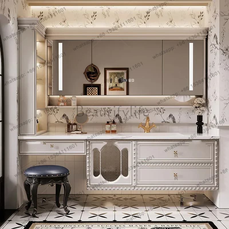 Black Vintage Bathroom Cabinets Door Handle Storage Floating Bathroom Cabinet Sink Drawer Badezimmer