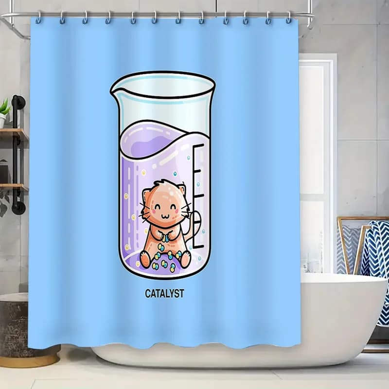 Simpatico gatto in barattolo Tenda da doccia Ocean Sea Life Impermeabile Decorazioni per il bagno Tessuto per la casa