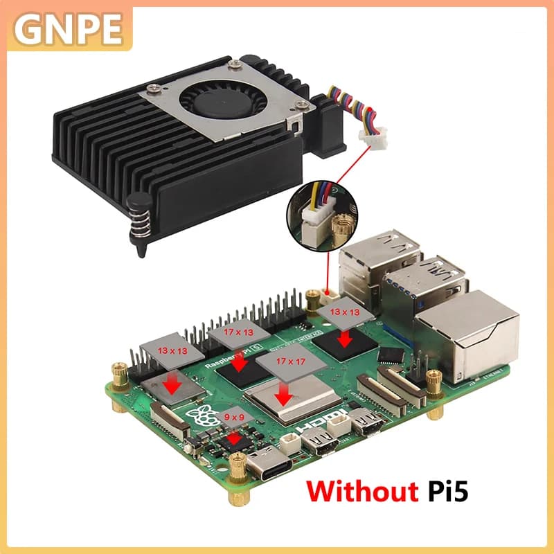 Dissipatore di calore attivo Raspberry Pi 5 con ventola di raffreddamento