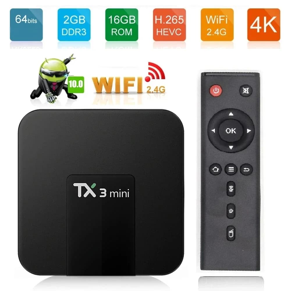 TX3 Mini Smart TV Box Android 10.0 H313 1G 2G 8G 16G 4K Set Top Box H.265 Dual 2.4G wifi Set Top Box Media player TV BOX