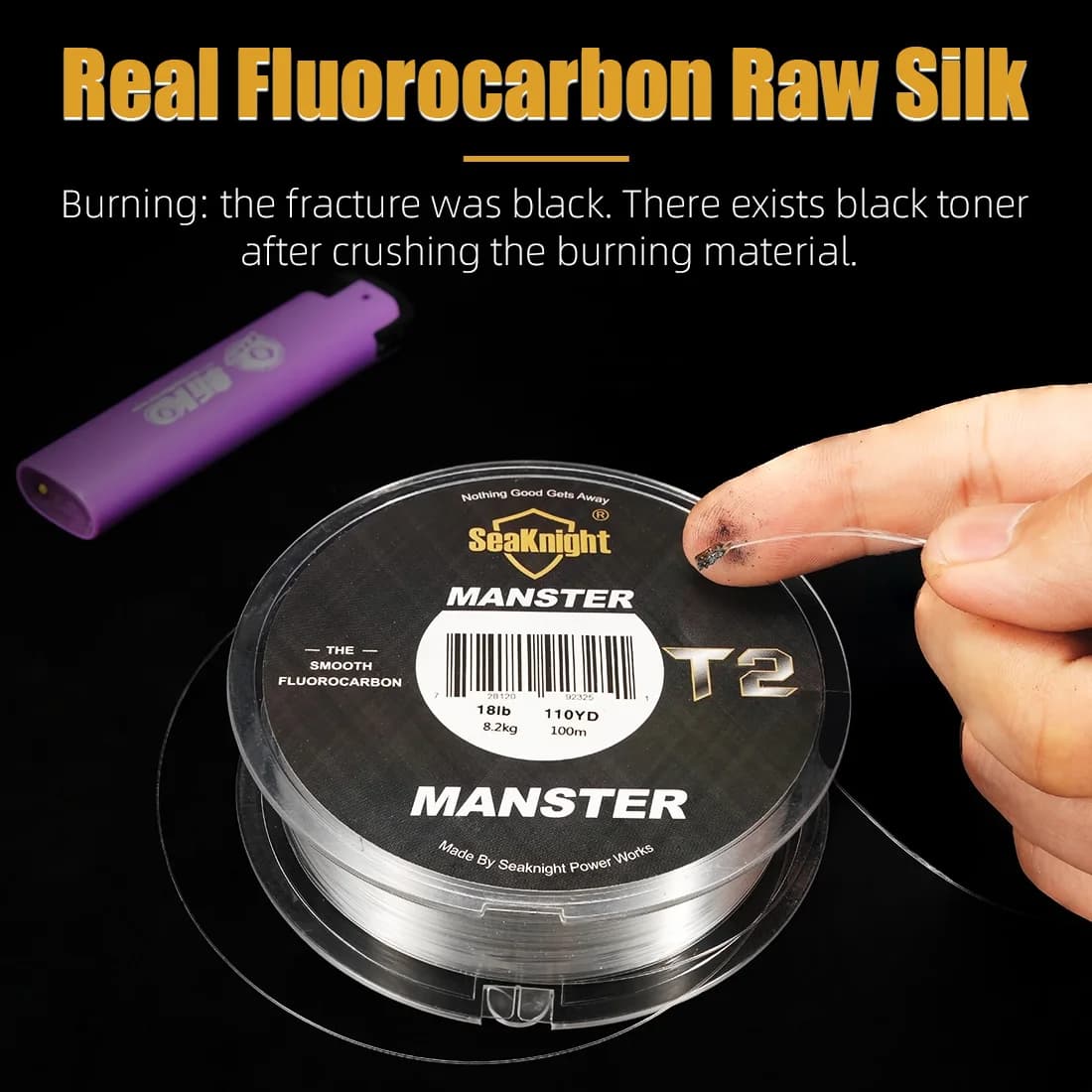 SeaKnight Brand MANSTER T2 Series 100% Fluocarbon Fishing Lence 100M, Carbon Fiber Line 3-35LB Update Sea Fishing Line