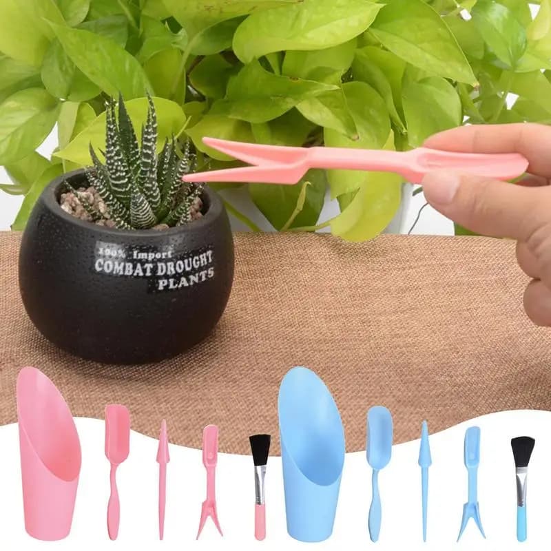 5Pcs/set Garden Planter Kit Sowing Shovel Scoop Bucket Succulents Seedlings Transplanting Tool Bonsai Fertilizer Drilling Device