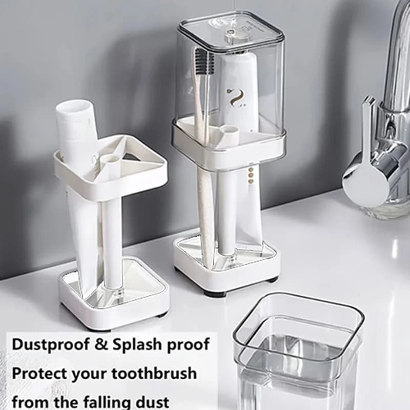 Portaspazzolino da bagno 2-in-1 con tazza rimovibile e base antiscivolo, organizer per uso familiare