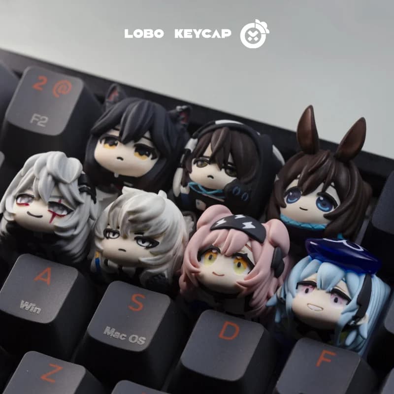Keycaps in resina LOBO Arknights Artisan Lappland SilverAsh Texas, keycaps personalizzati con personaggi anime per appassionati di tastiere meccaniche
