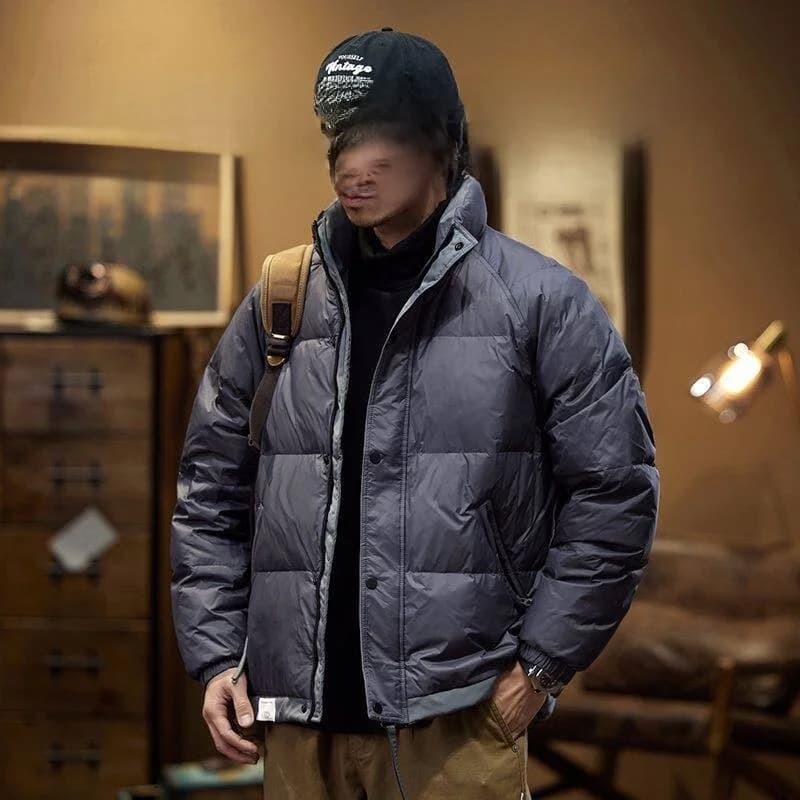 Giacca in Piuma d'Oca per Uomo, Casual con Collo Alto, Abbigliamento Invernale, Taglie Grandi, Stile Giapponese per Adolescenti, Tessuto Sottile in Nylon Impermeabile