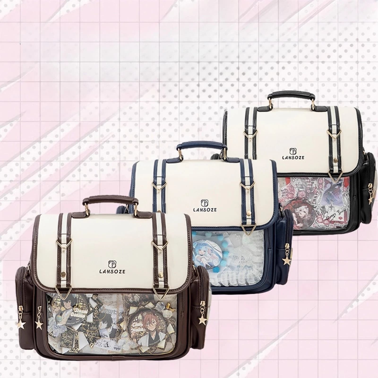 Second Dimension Millet Double Shoulder Pain Bag Sweet Cool Girl College Style Large Capacity Baby Bag Daily Commuter School Bag