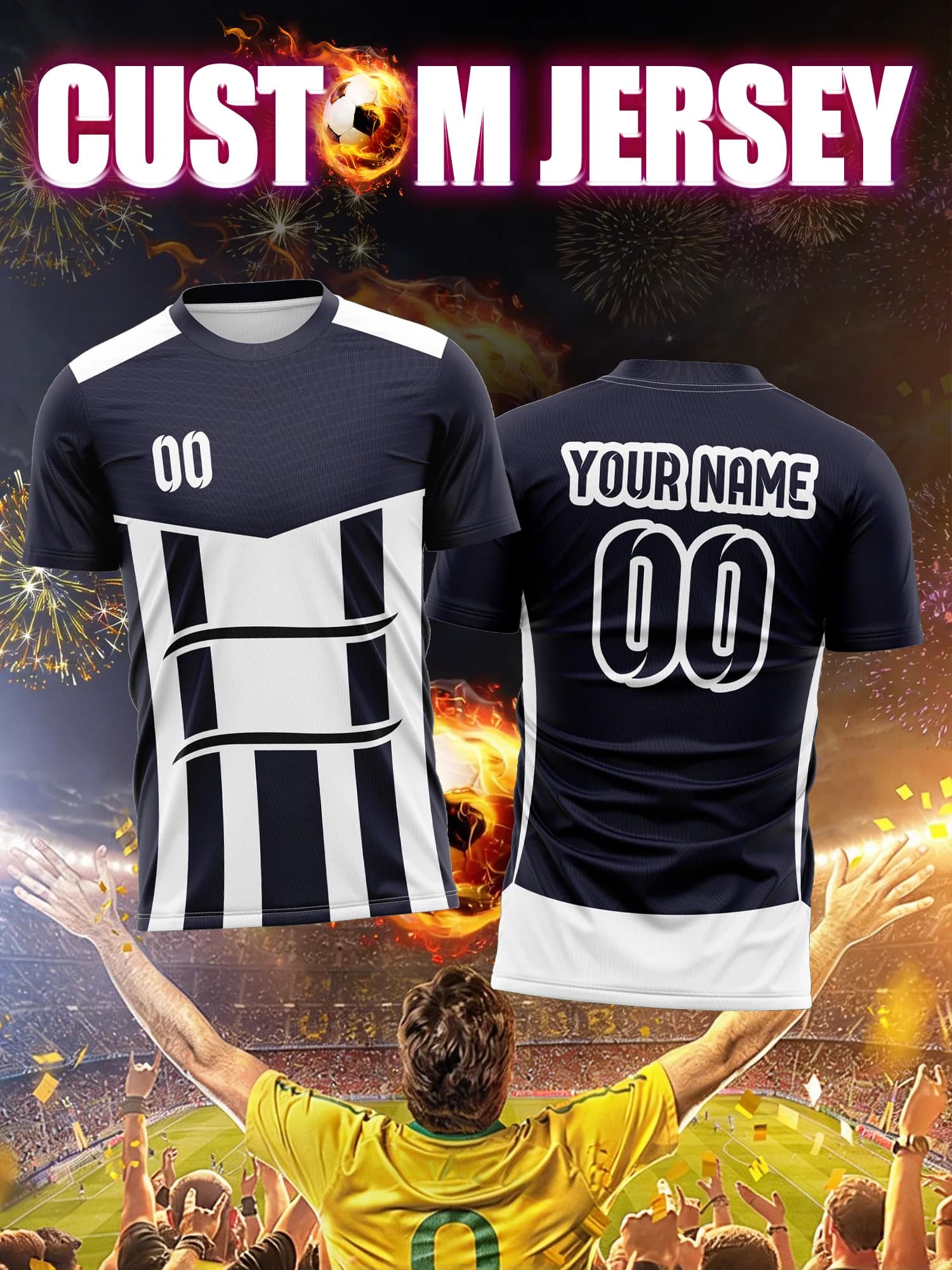 Maglia da Calcio Personalizzata con Immagine, Numero e Nome, Visibile al Buio, Sicura per Allenamenti Notturni
