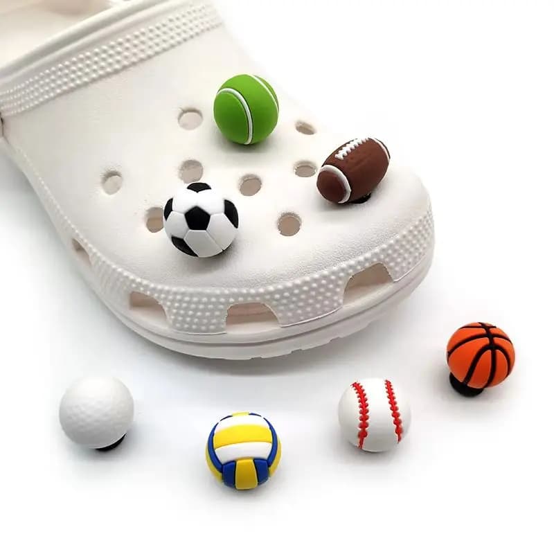 3D Balls Shoe Charms Accessories Basketball Football Rugby Tennis Shoe Decorations Pins for Clog Woman Men Football Clips
