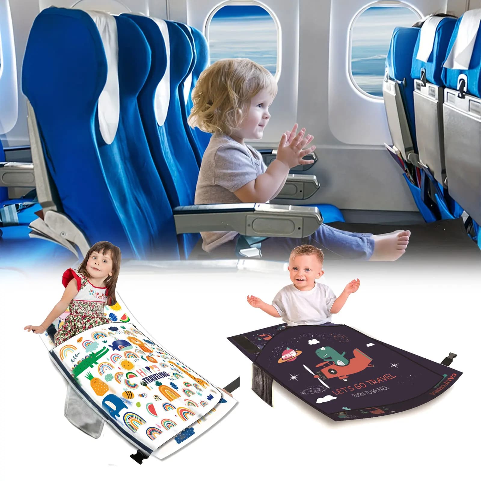Letto per aereo per bambini Traspirante Prolunga per sedile per aereo per bambini Aerei portatili Poggiapiedi Elementi essenziali per il viaggio Amaca per piedi per aereo