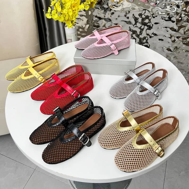 Summer Women's Shoes breathable fishing net hollowed-out Roman-style flat women's sandals Mary Jane shoes