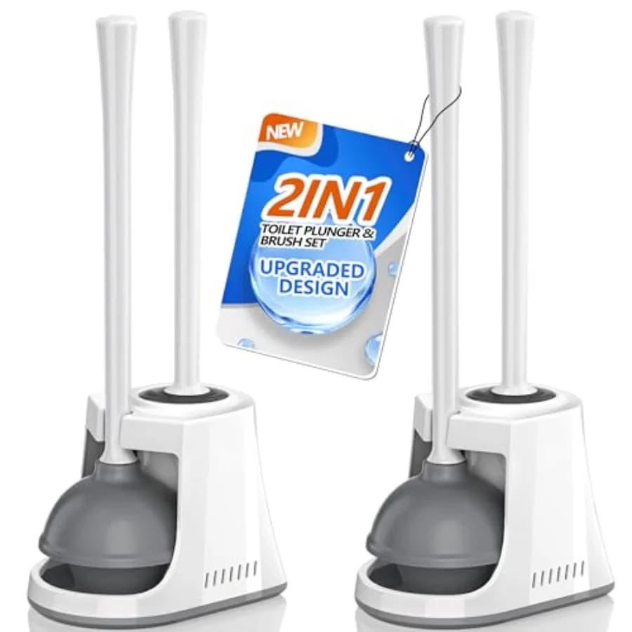 Set Spazzola e Sturalavandini per WC con Supporto Ventilato 2-in-1, Spazzola e Sturalavandini Robusti per Toilette