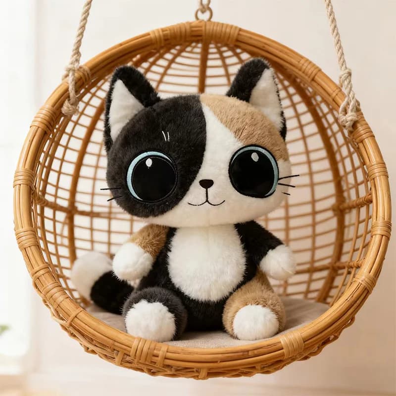 23 CM Kawaii Realistico Linglong Gatto Peluche Simpatico Cartone Animato Grandi Occhi Giocattolo Morbido Accompagnare Il Sonno Che Abbraccia Cuscino Del Capretto Del Bambino Regalo Di Compleanno