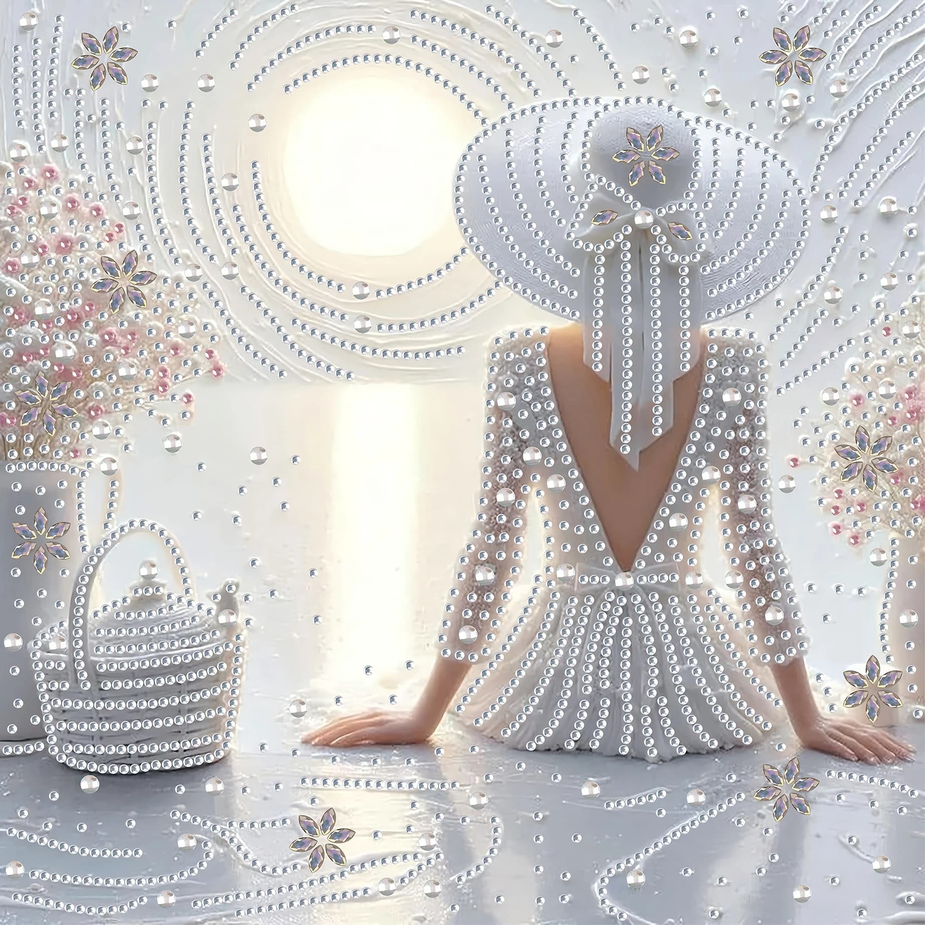 Kit di pittura con diamanti con paesaggio al tramonto, fai da te, parzialmente intarsiato con diamanti irregolari, adatto per la decorazione domestica.