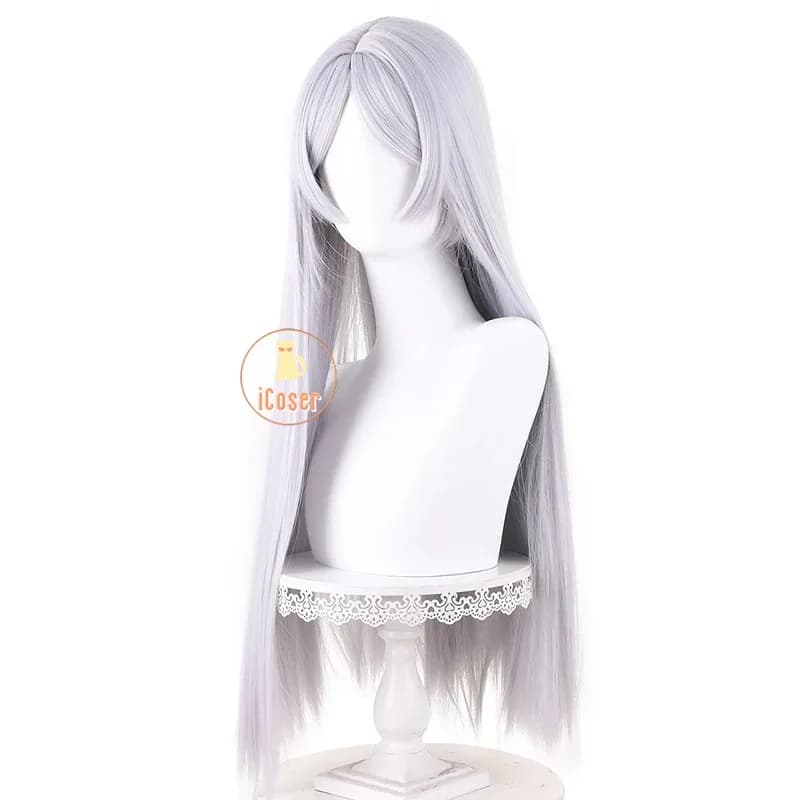 Frieren Parrucca Cosplay Anime Frieren Beyond Journey's End Viola chiaro Capelli lunghi Orecchie Orecchini Festa di Halloween per le donne Puntelli Cos