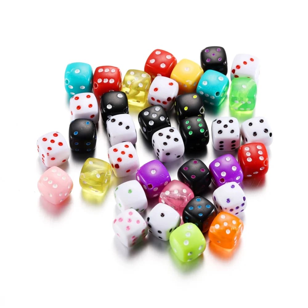 30pcs/Lots 8*8mm Acrylic Dice Beads Square Shape Spacer Beads for Bracelet Necklace Earrings Charm Jewelry Making Accessories
