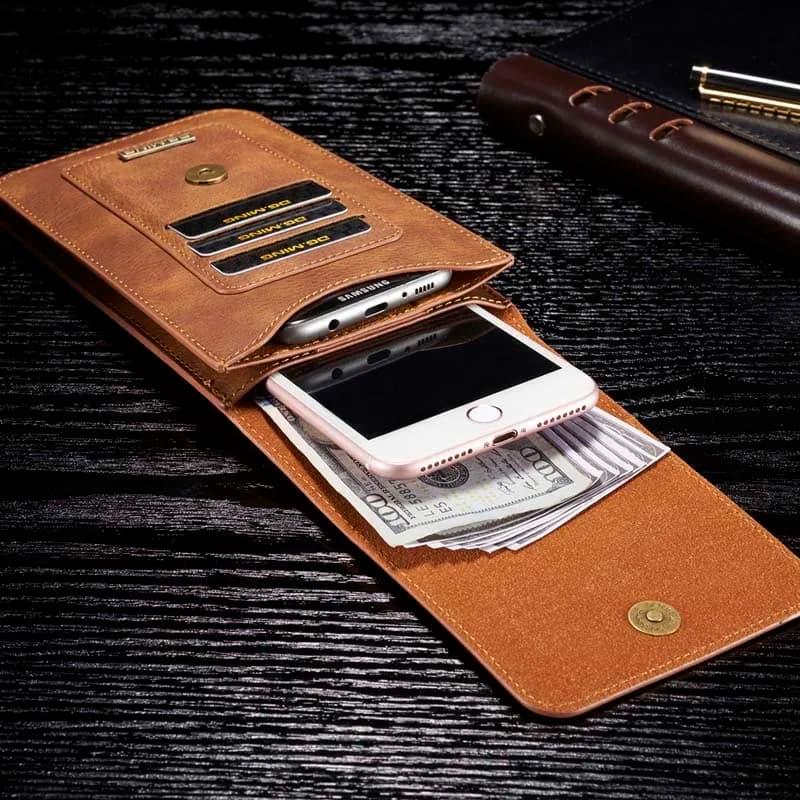 Custodia doppia in pelle di mucca di marca portafoglio con Clip da cintura custodia per telefono per Huawei P30 Pro Nova 10 7 2 Honor 90 9X fondina per marsupio da uomo