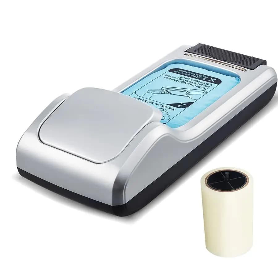 Dispenser per Copriscarpe, Macchina Automatica per Pellicola Protettiva con 1 Rotolo da 600 Pezzi di Membrana Antiscivolo Monouso, Adatto per Taglie Fino al US 11