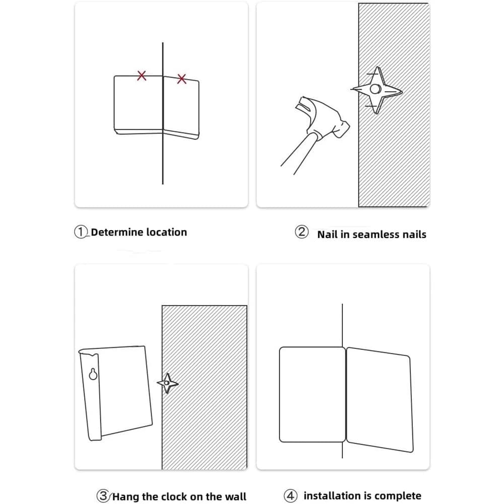 Wall Clock Square Foldable, Wall Clock Arco Chic Silent with Living Room Light and Home Decoration - B Durevole - A6