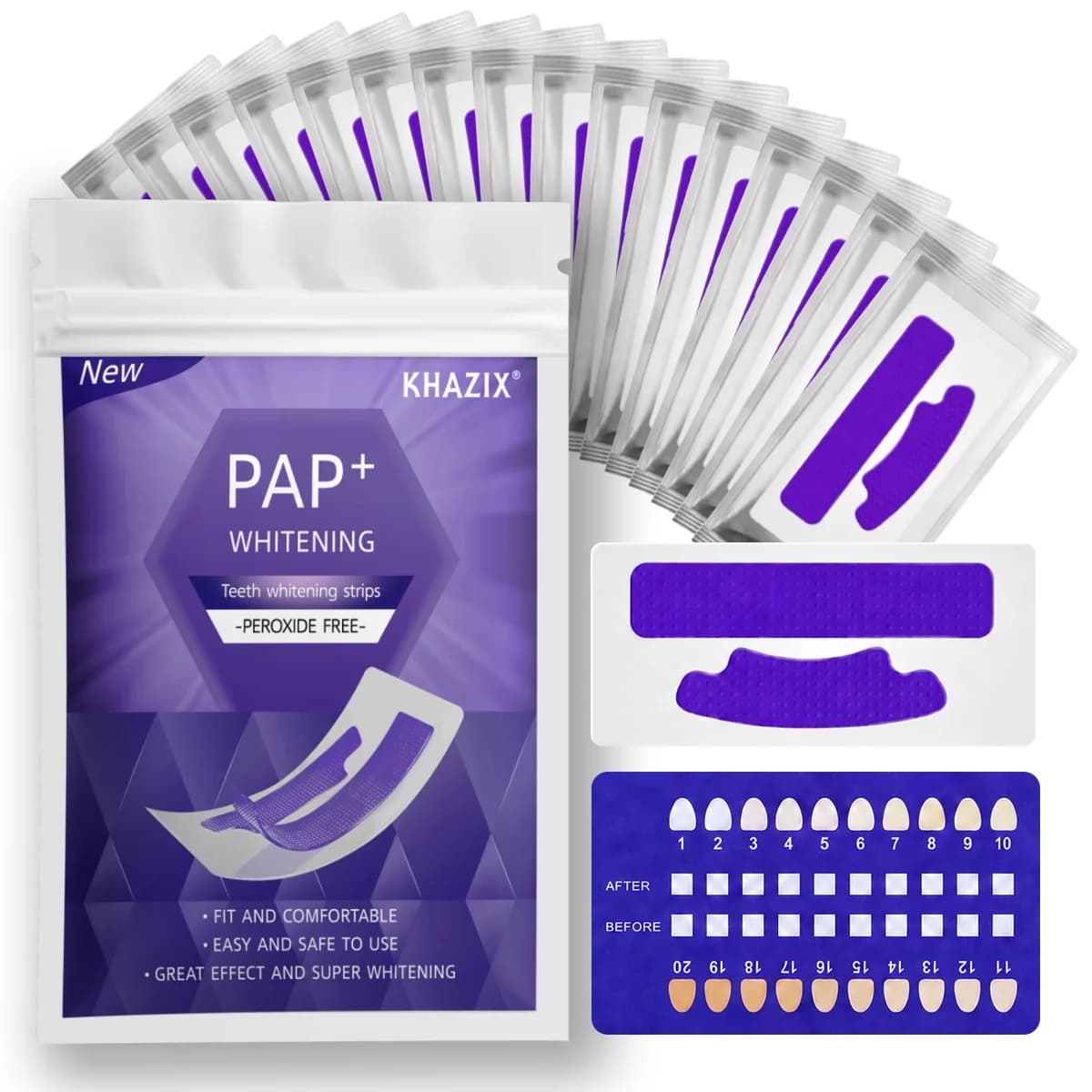 7 pairs Teeth Whitening Strips for Whiter-Looking Smile, Flexible Tooth Strips Easy to Apply for Daily Cosmetic Care