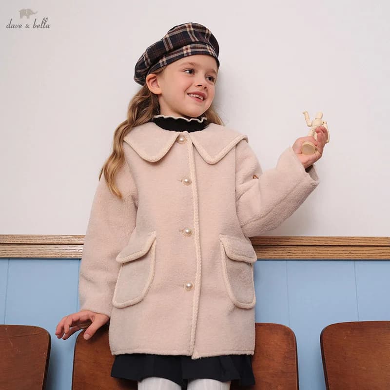Dave Bella Cappotto per ragazze Autunno Inverno Bambino Bambini Peluche spesso Giacca con risvolto Capispalla casual Carino Principessa Abbigliamento per bambini DK4242767