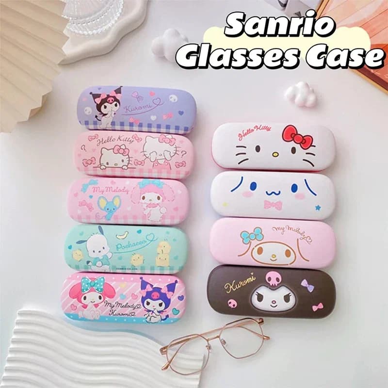 New Lovely Eyelet Holder Hello Kitty Cinnamoroll Melody, Creative Portable Box and Cute Eyeglasses, Gift for Girls