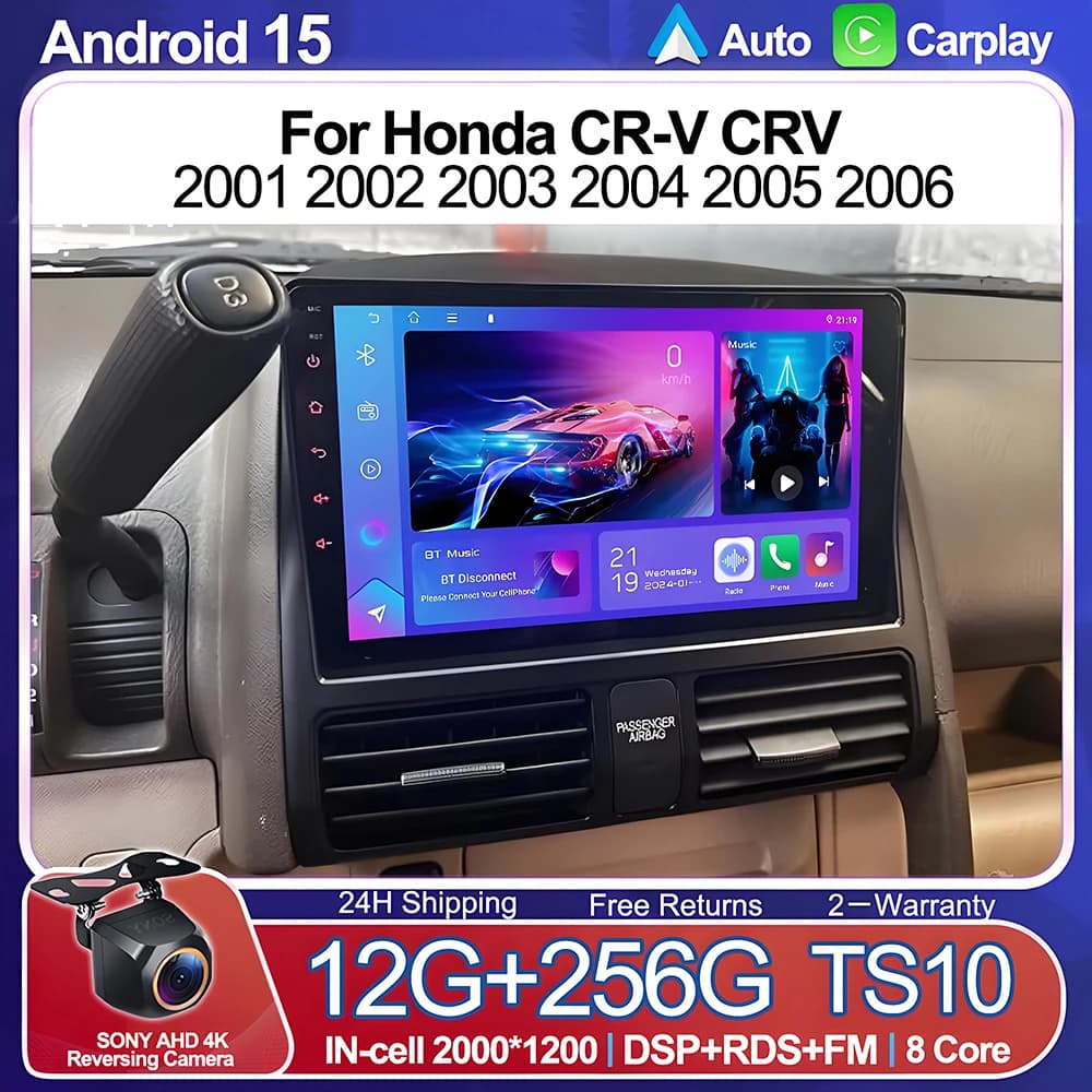 Android 15 Lettore Video Multimediale Per Honda CR-V CRV 2001 2002 2003 2004 2005 2006 Navigazione GPS Touch Screen WIFI No 2din DSP